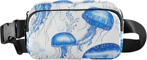 Cute Blue Jellyfish Women Fanny Packs Waterproof Belt Bags Hip Pack Cute Crossbody Waist Pack
