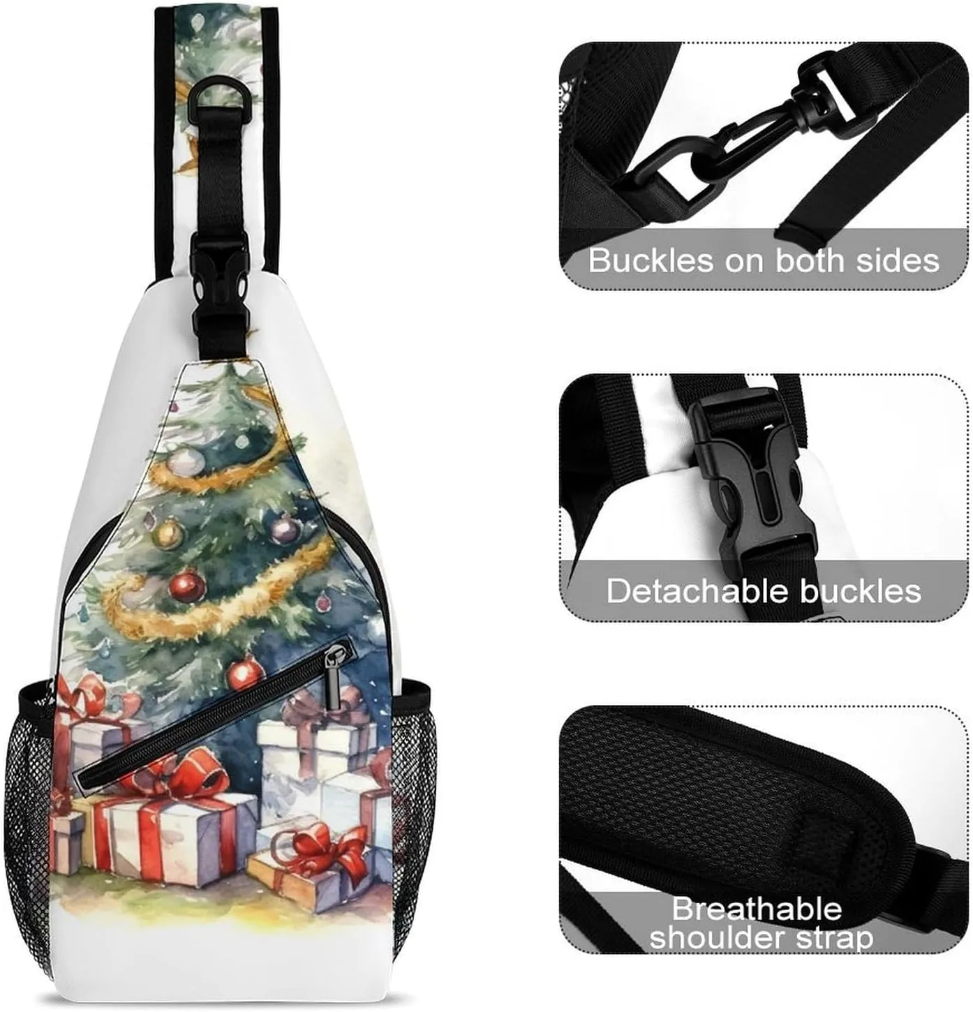 Cute-christmas-gnome Sling Bag Crossbody Chest Bag Shoulder Bag For Travel Hiking Cycling Camping