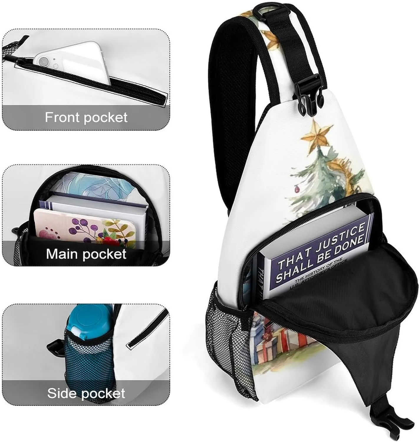 Cute-christmas-gnome Sling Bag Crossbody Chest Bag Shoulder Bag For Travel Hiking Cycling Camping