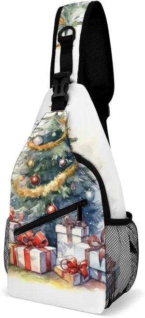 Cute-christmas-gnome Sling Bag Crossbody Chest Bag Shoulder Bag For Travel Hiking Cycling Camping