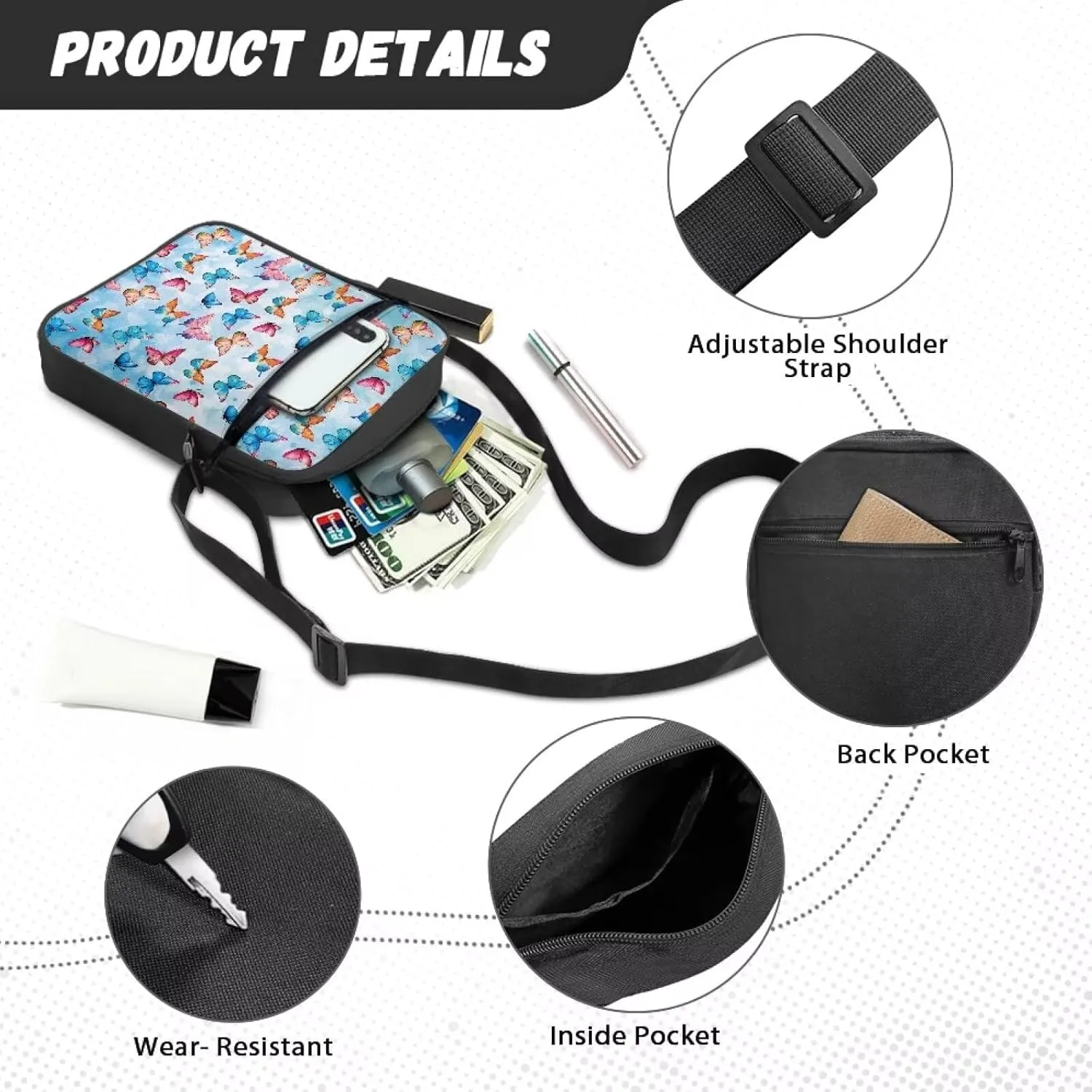 Cute Crossbody Messenger Bags Sling Purses for Women Trendy with Zipper