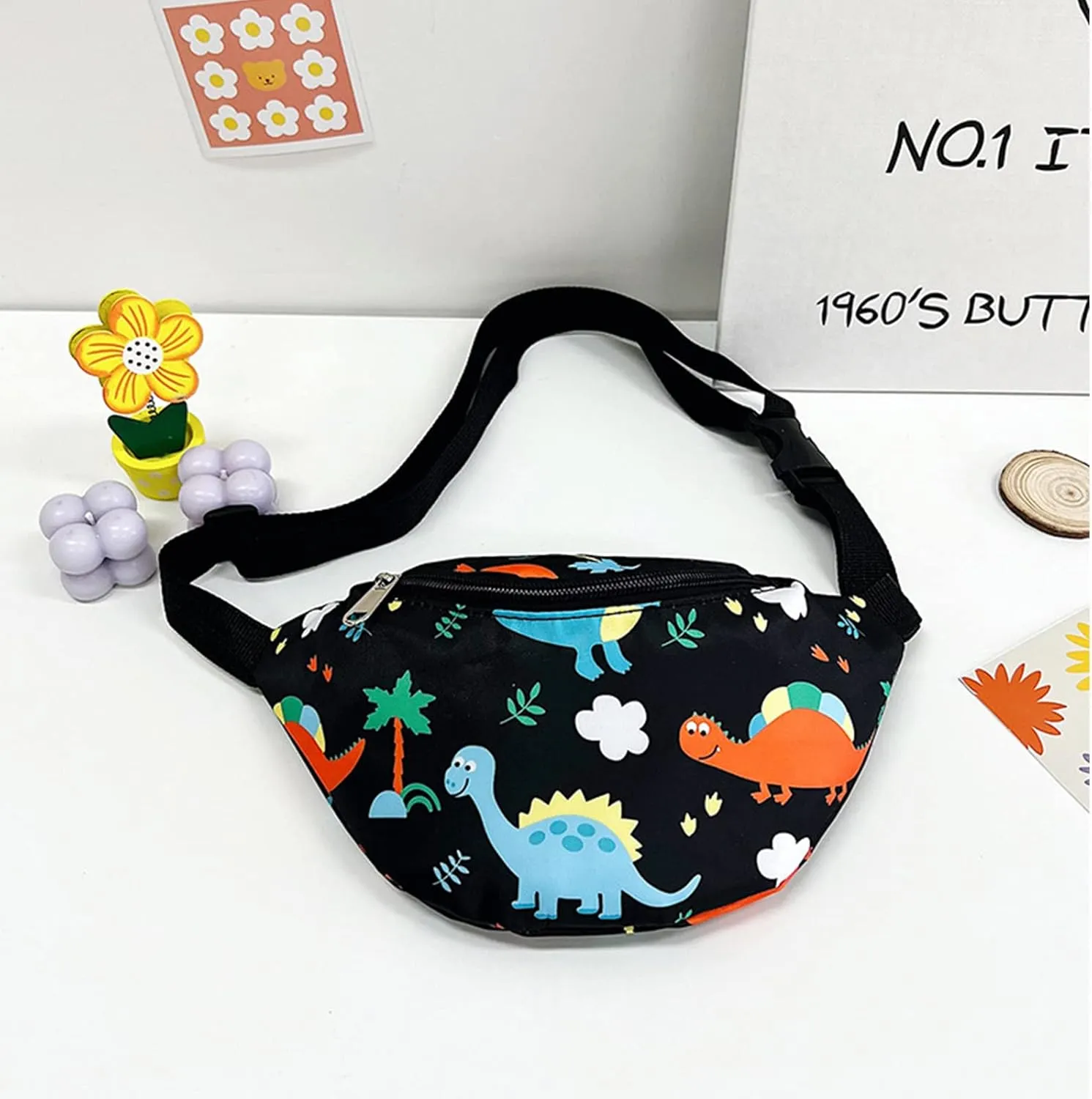 Cute Dinosaur Kids Fanny Pack Waist Pack Small Belt Bum Bag Crossbody Purse Waist Pouch for Toddler Girls Boys