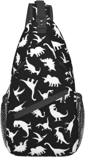 Cute Dinosaur Sling Backpack Unisex Dino Chest Bags Crossbody Travel Hiking Daypack For Women Men Shoulder Bag