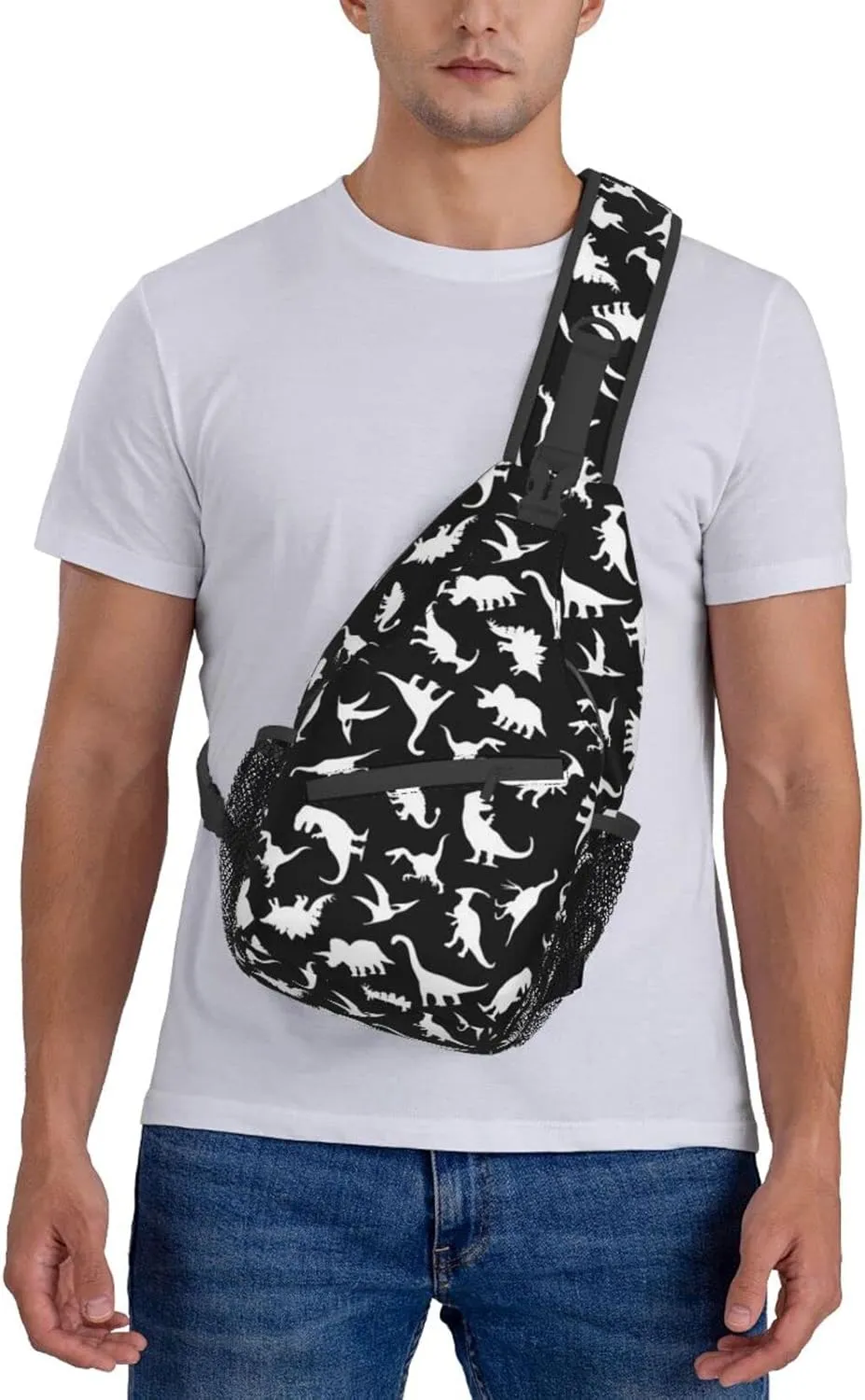 Cute Dinosaur Sling Backpack Unisex Dino Chest Bags Crossbody Travel Hiking Daypack For Women Men Shoulder Bag
