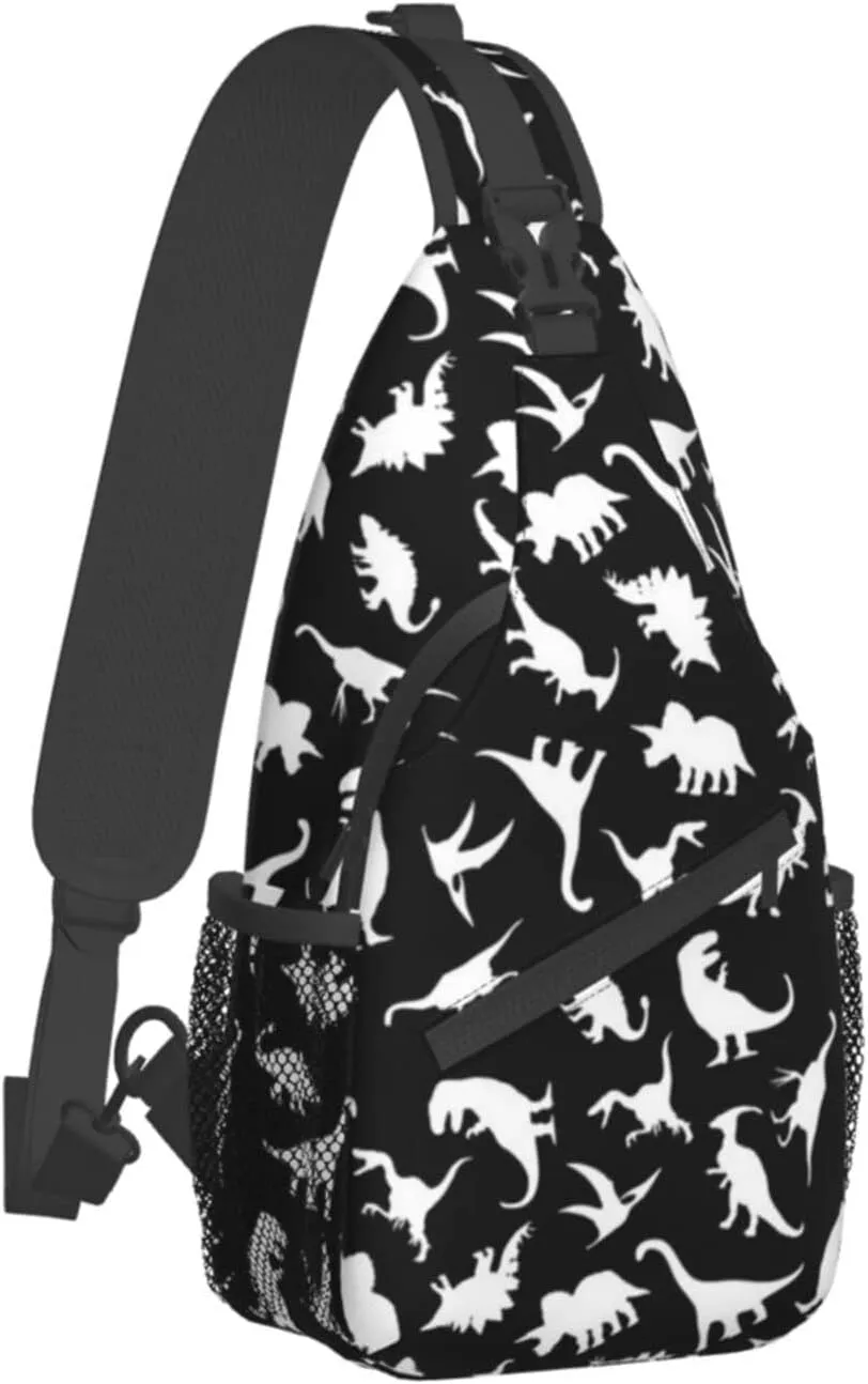 Cute Dinosaur Sling Backpack Unisex Dino Chest Bags Crossbody Travel Hiking Daypack For Women Men Shoulder Bag