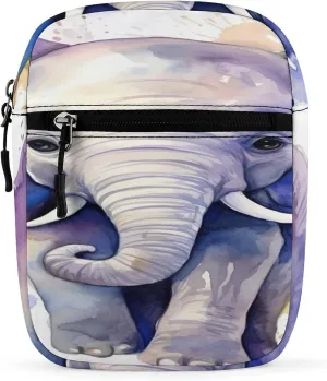 Cute Elephant Watercolor Small Satchel Mini Crossbody Sling Bag Shoulder Bag for Men Women Workout Travelling