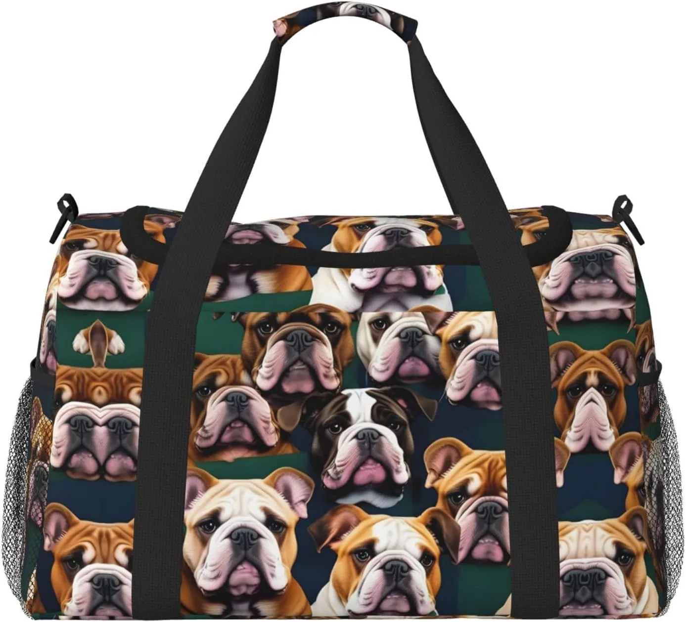 cute english bulldog print Large Canvas Travel Duffel Bag Weekender Bags for Women Overnight Bag Carry On Tote Bag