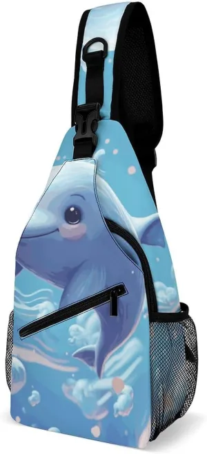 Cute Fish Crossbody Sling Bag for Women Men Sling Backpack Travel Chest Bag Pack Man Purse Shoulder Bags Daypack for Travel Hiking Cycling