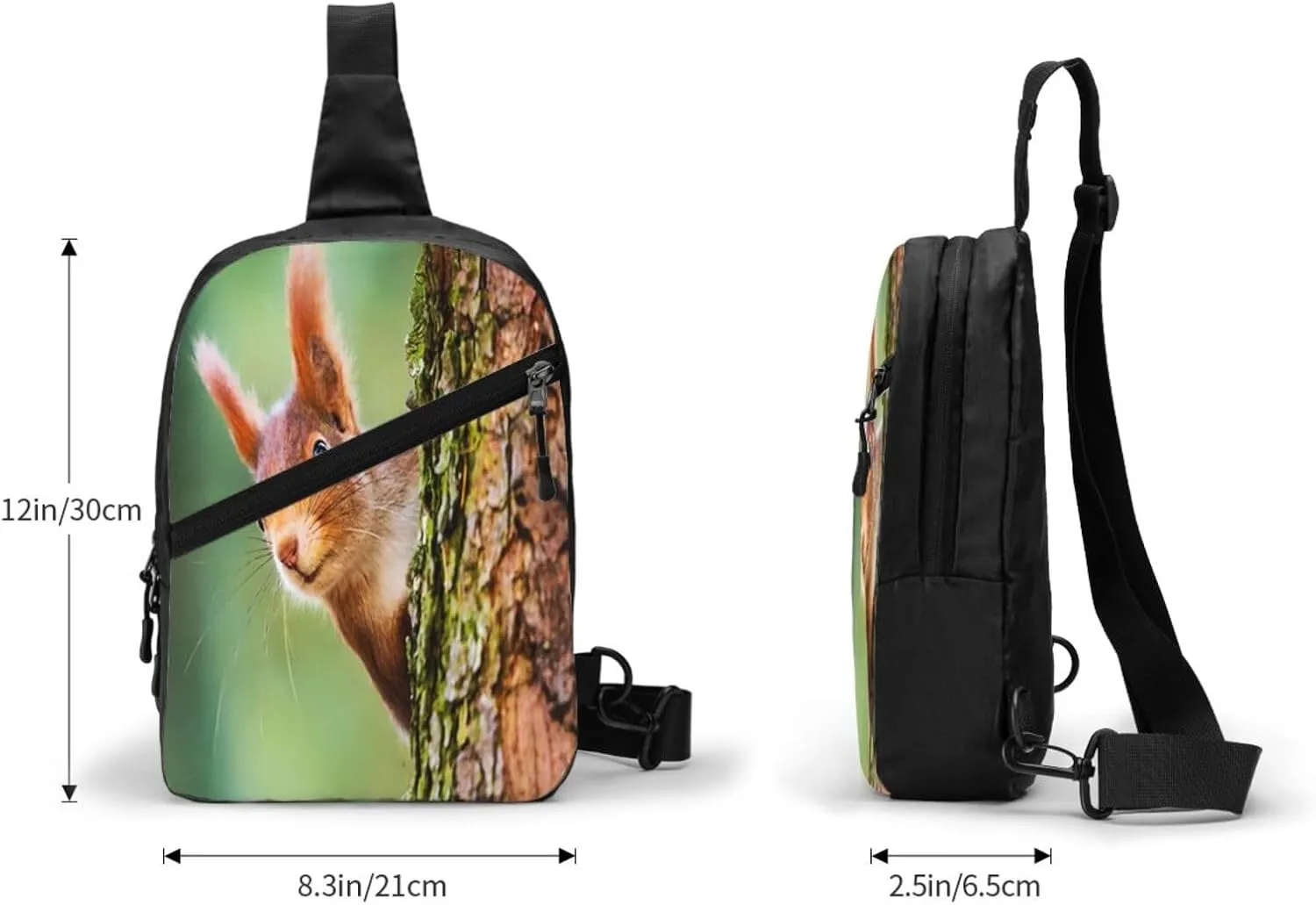 Cute Little Red Squirrel Sling Bag for Men Women, Small Crossbody Sling Backpack Shoulder Chest Bag, Anti Theft Travel Hiking Sports