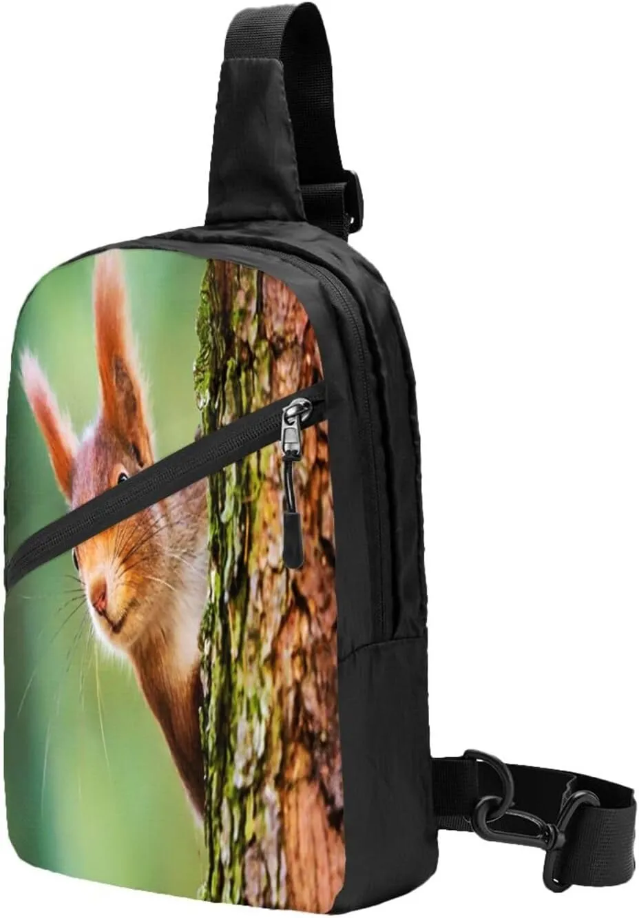 Cute Little Red Squirrel Sling Bag for Men Women, Small Crossbody Sling Backpack Shoulder Chest Bag, Anti Theft Travel Hiking Sports