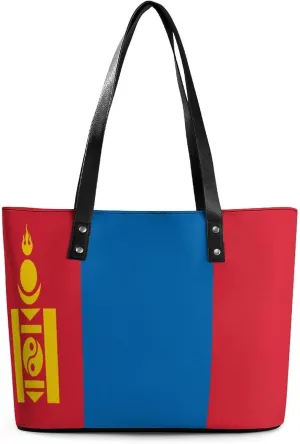 Cute Mongolia Flag Leather Hobo Bag Women Trendy Tote with Ample Storage Space