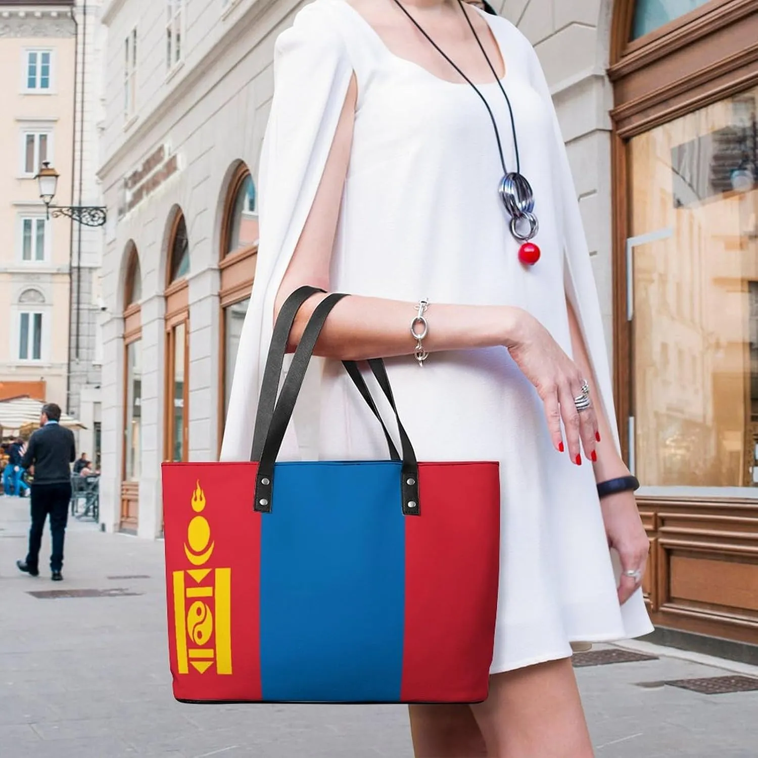Cute Mongolia Flag Leather Hobo Bag Women Trendy Tote with Ample Storage Space