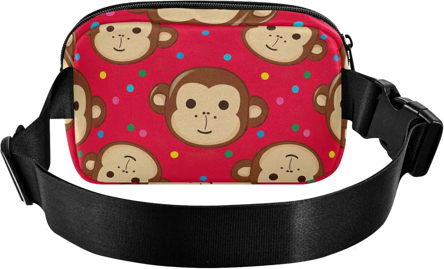 Cute Monkey Faces Red Brown Fanny Pack for Women Waterproof Hip Pack Belt Bag Cute Crossbody Waist Pack