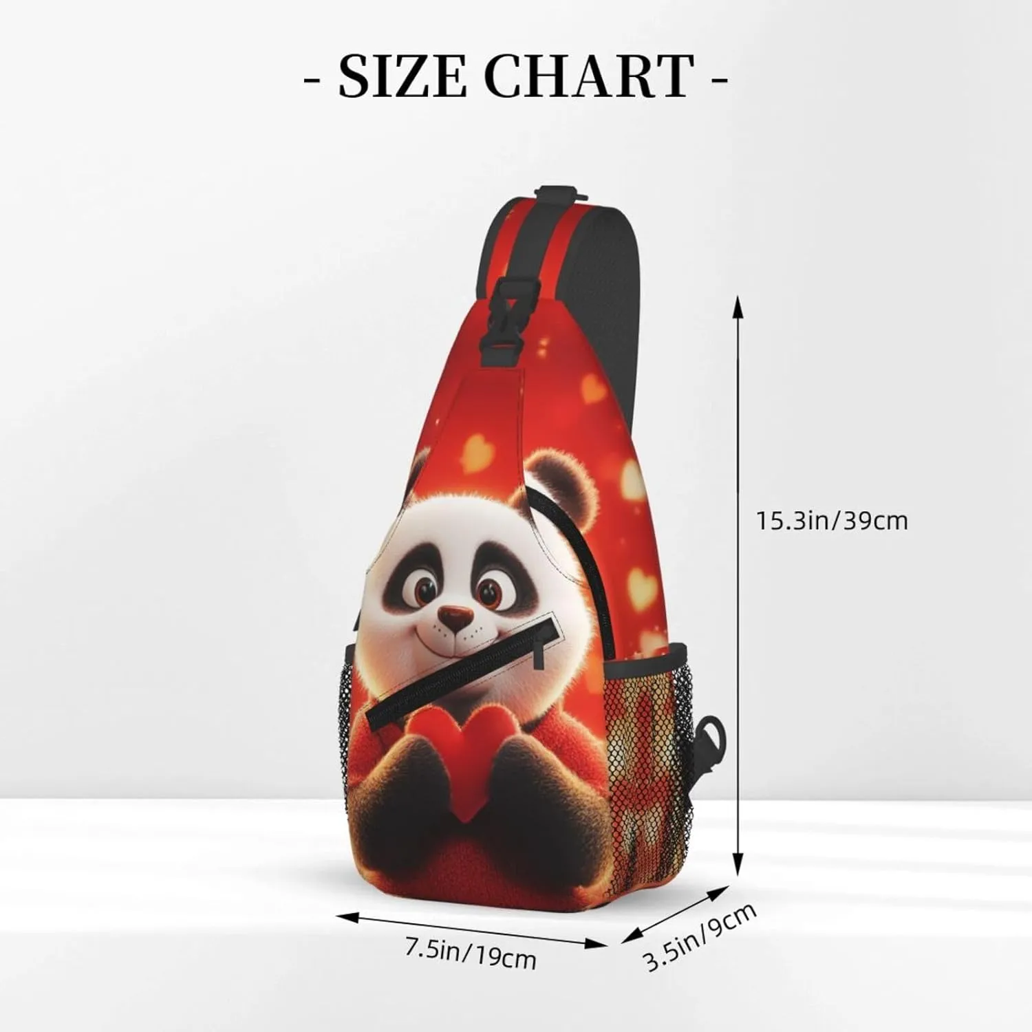 Cute Panda With A Heart Crossbody Sling Bag For Women Men Adjustable Valentines Day Chest Bag Shoulder Bag Sling Backpack Daypack For Sport Travel Hiking