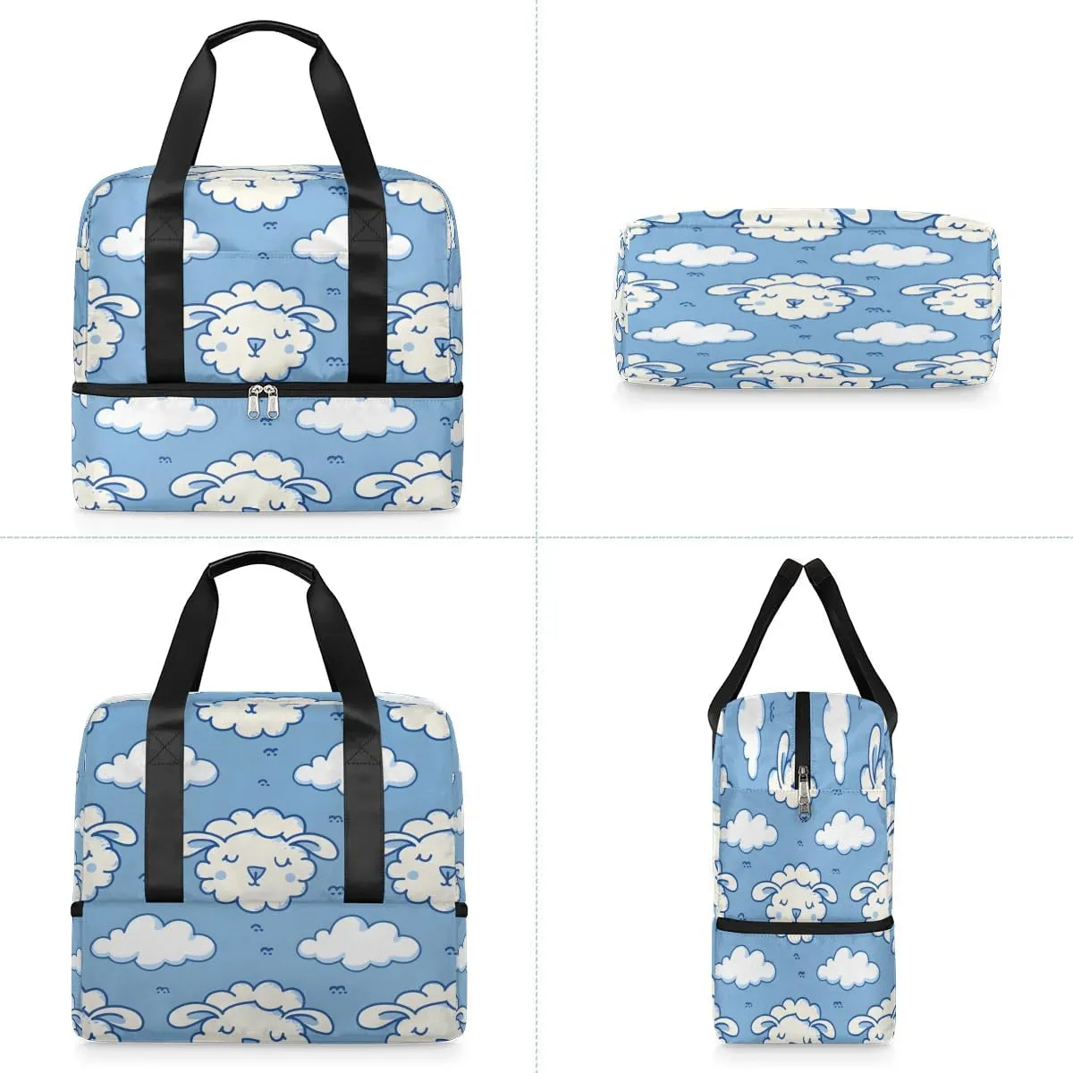 Cute Sheep Cloud Travel Duffel Bag Dry Wet Separated Sports Tote Travel Duffle Bag Gym Workout Bag Women Travel Duffel Bag for Women, Travel, Gym, Work