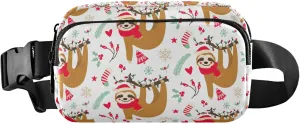 Cute Sloth Christmas Fanny Packs for Women Neon Belt Bags Hip Pack Waterproof Crossbody Waist Bag