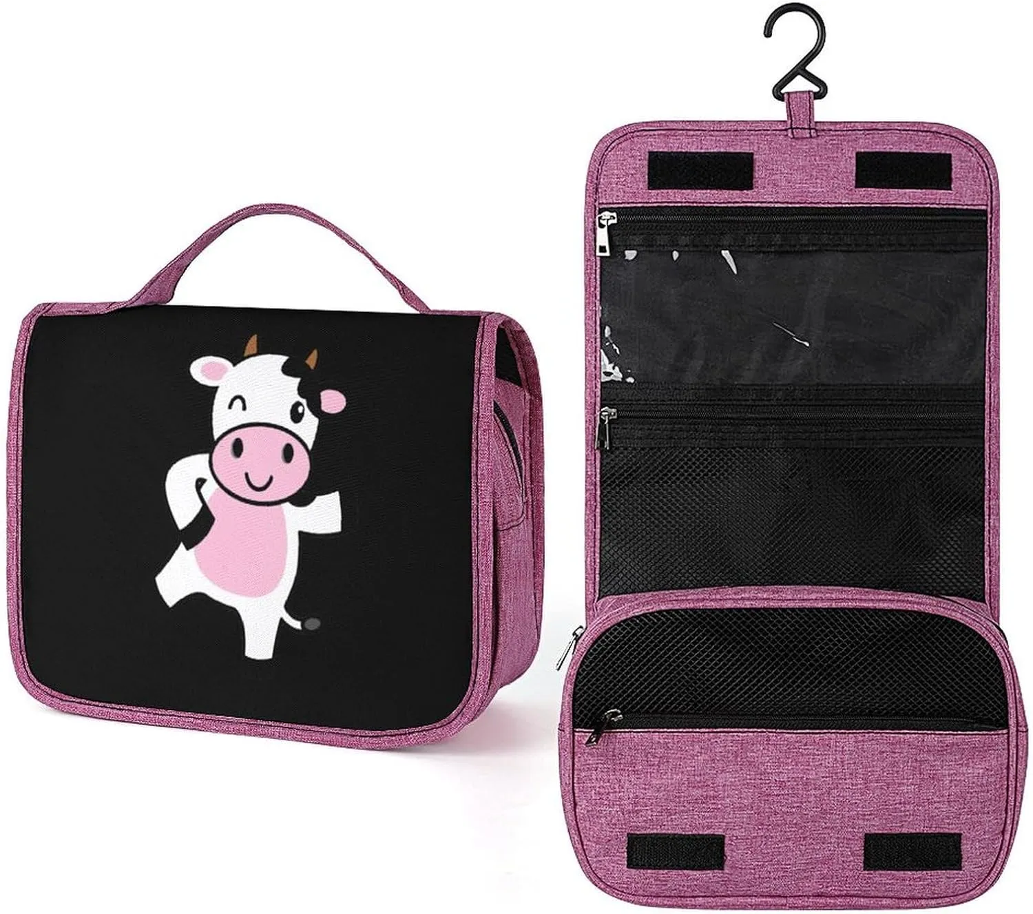 Dairy Cow Makeup Bag Travel Toiletry Bag Waterproof Cosmetic Bag with Portable Hook Handbag, style, 20240328