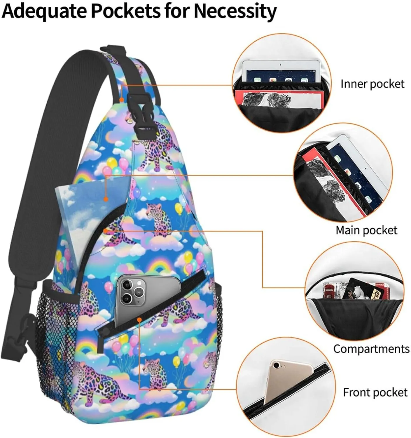 Daisy Red Ladybug Art Crossbody Bags Cross Chest Bag Adjustable Sling Backpack for Women Men