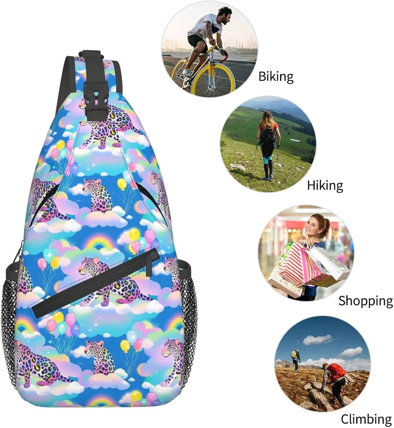 Daisy Red Ladybug Art Crossbody Bags Cross Chest Bag Adjustable Sling Backpack for Women Men