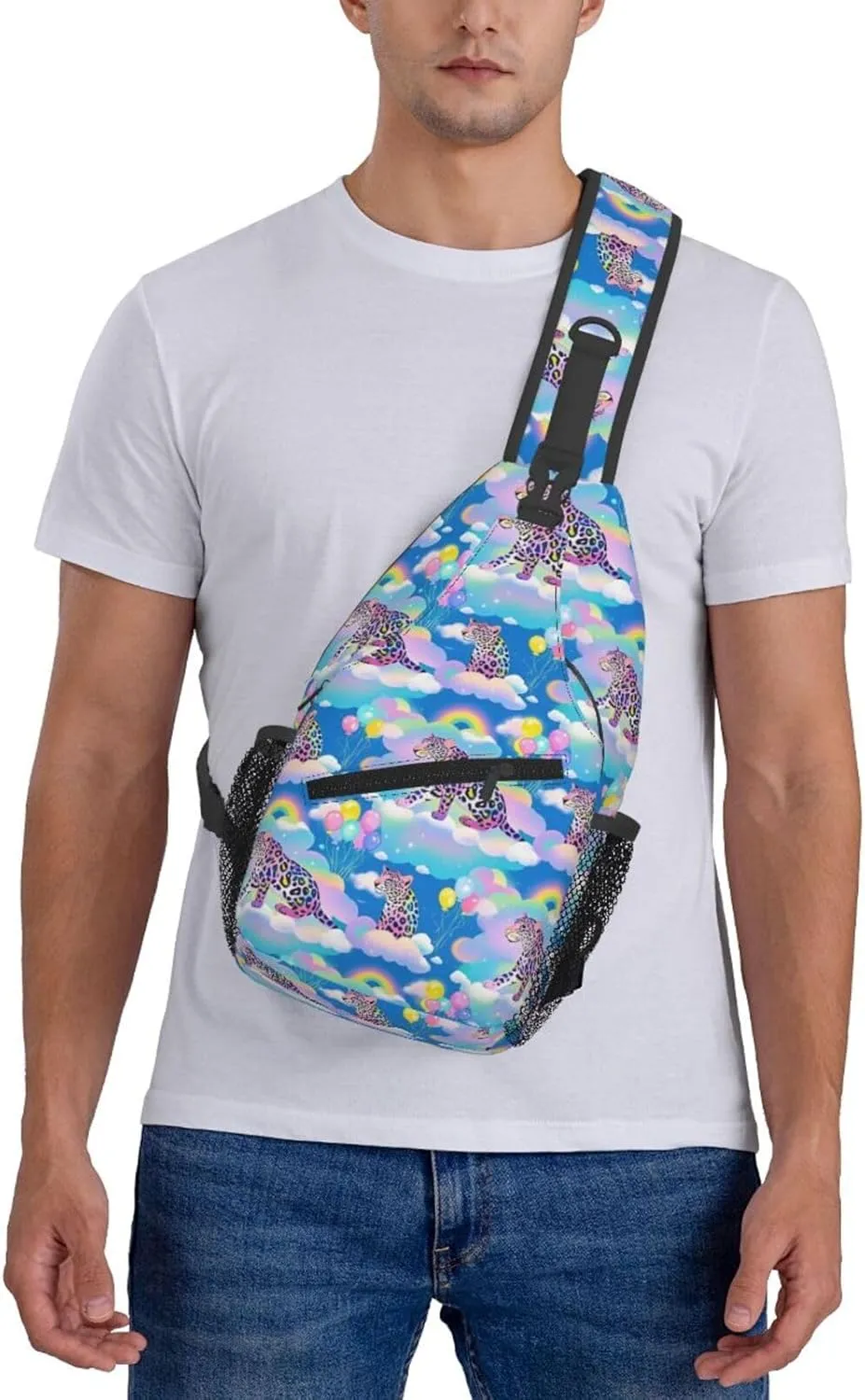 Daisy Red Ladybug Art Crossbody Bags Cross Chest Bag Adjustable Sling Backpack for Women Men