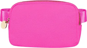 DANCOUR Leather Belt Bag for Women, Hot Pink Fanny Pack Crossbody, Stylish Waist Bag, Large Crossbody Belt Bag, Everywhere Bag for Travel & Daily Use, Trendy Leather Fanny Pack