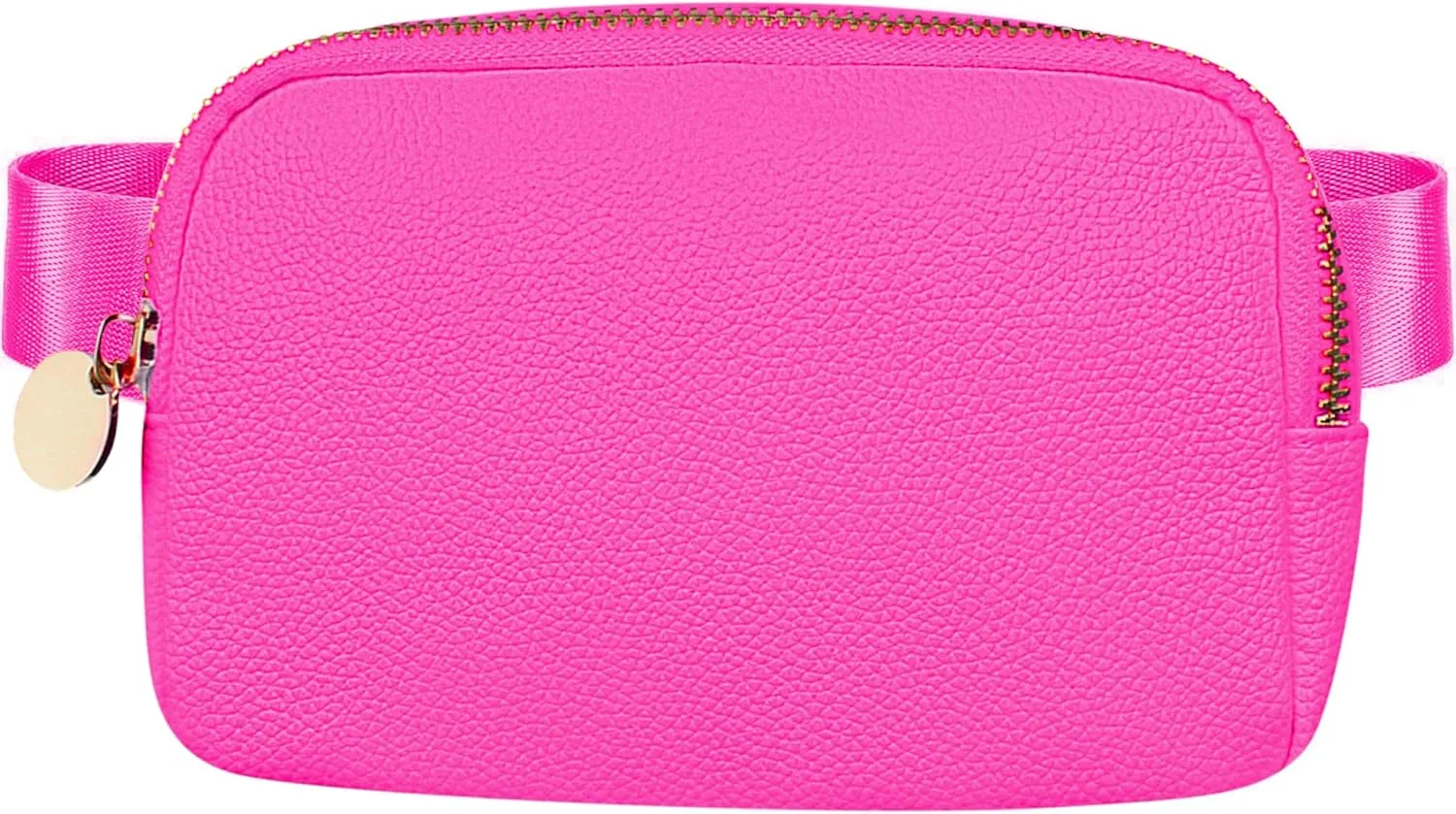 DANCOUR Leather Belt Bag for Women, Hot Pink Fanny Pack Crossbody, Stylish Waist Bag, Large Crossbody Belt Bag, Everywhere Bag for Travel & Daily Use, Trendy Leather Fanny Pack