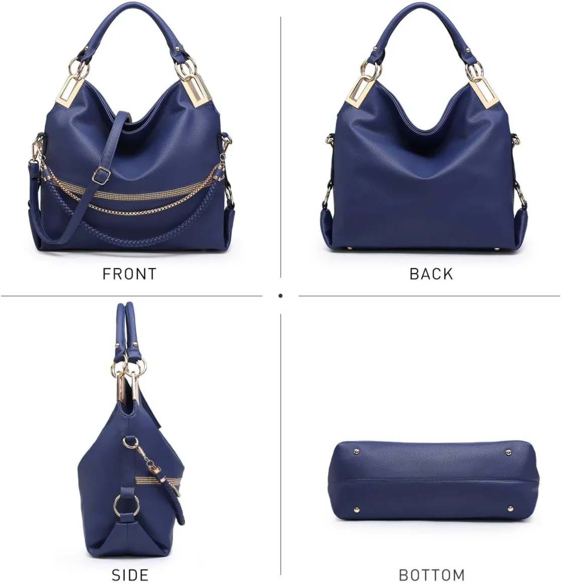 Dasein Purses for Women Vegan Leather Handbags Rhinestones Hobo Bags Tote Purse Shoulder Bag Ladies Handbag