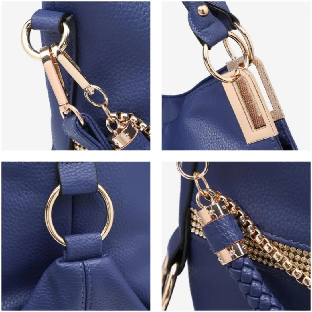 Dasein Purses for Women Vegan Leather Handbags Rhinestones Hobo Bags Tote Purse Shoulder Bag Ladies Handbag