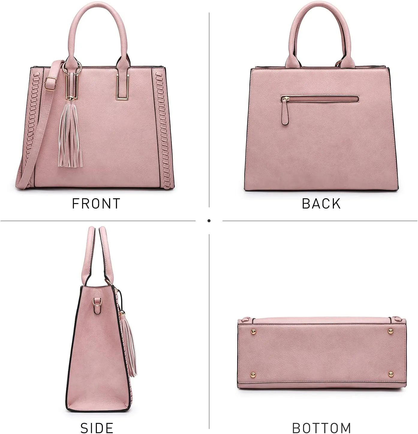 Dasein Purses Handbags for Women Satchel Vegan Leather Shoulder Bags Work Tote for Ladies with Matching Clutch