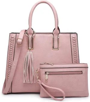 Dasein Purses Handbags for Women Satchel Vegan Leather Shoulder Bags Work Tote for Ladies with Matching Clutch