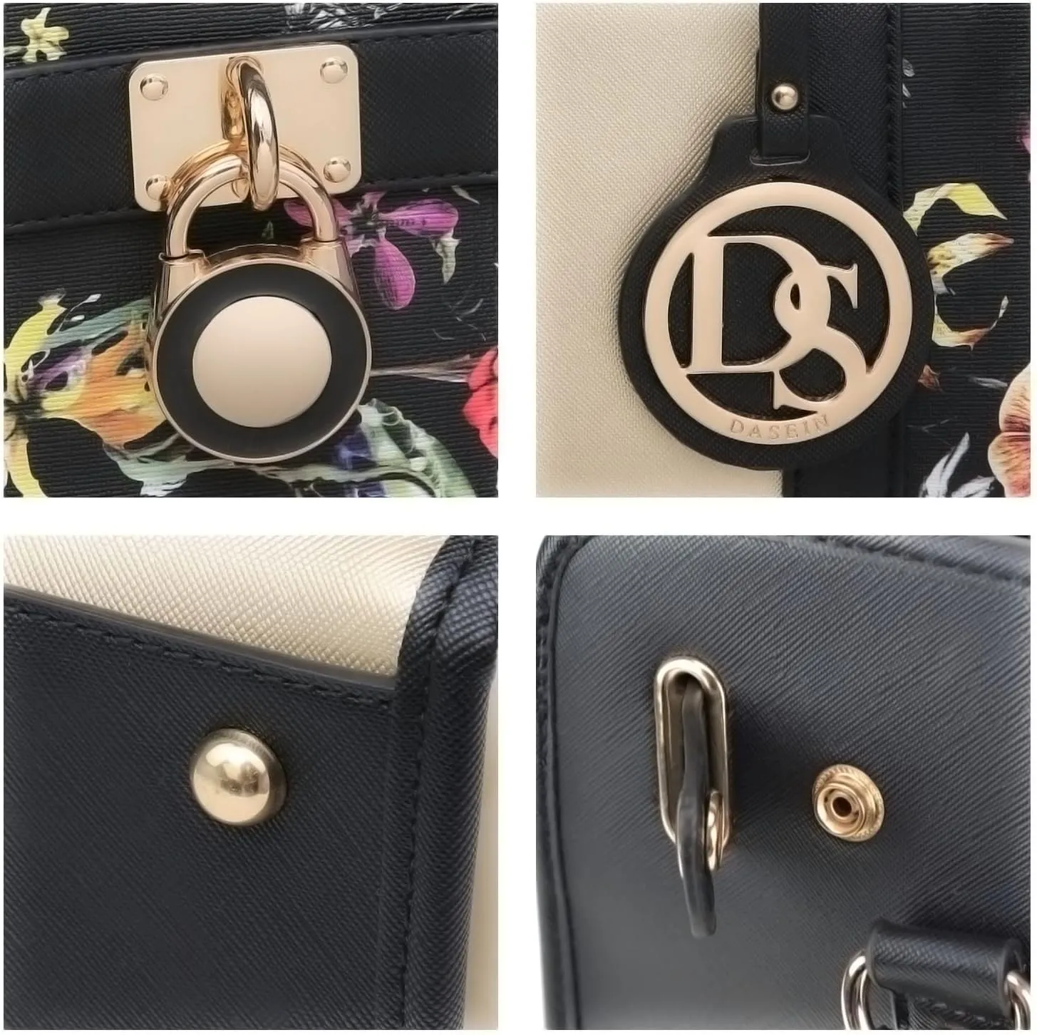 Dasein Two Tone Satchel Handbags Purses for Women Vegan Leather Shoulder Bags Large Tote Bag with Matching Wallet