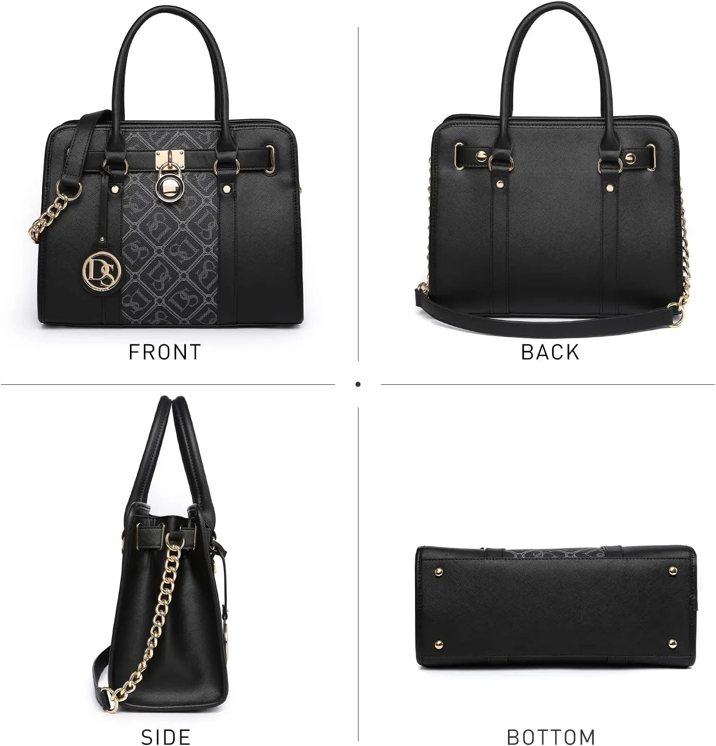 Dasein Two Tone Satchel Handbags Purses for Women Vegan Leather Shoulder Bags Large Tote Bag with Matching Wallet