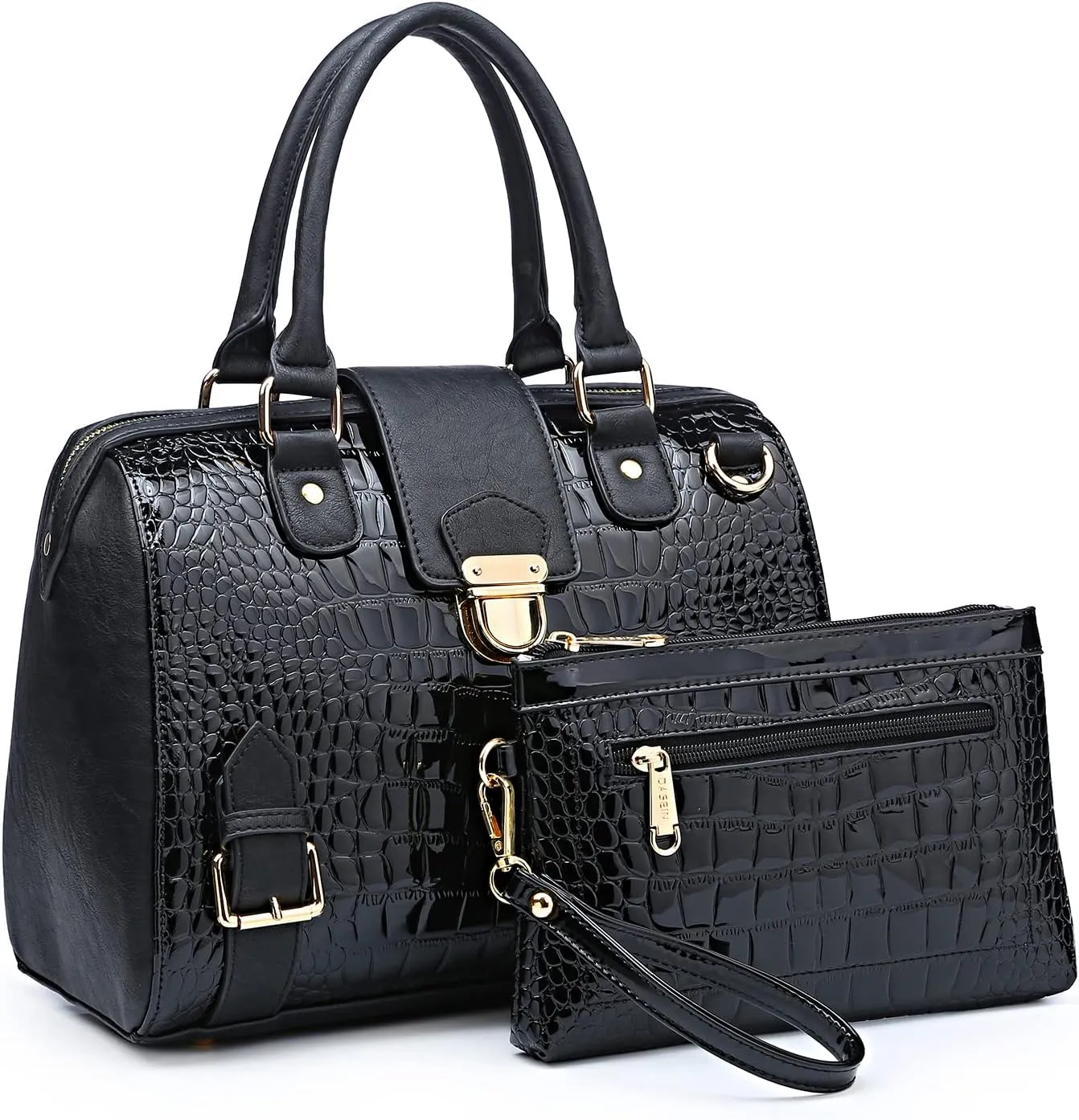 Dasein Women Barrel Handbags Fashion Satchel Bags Top Handle Shoulder Purses Vegan Leather Work Tote