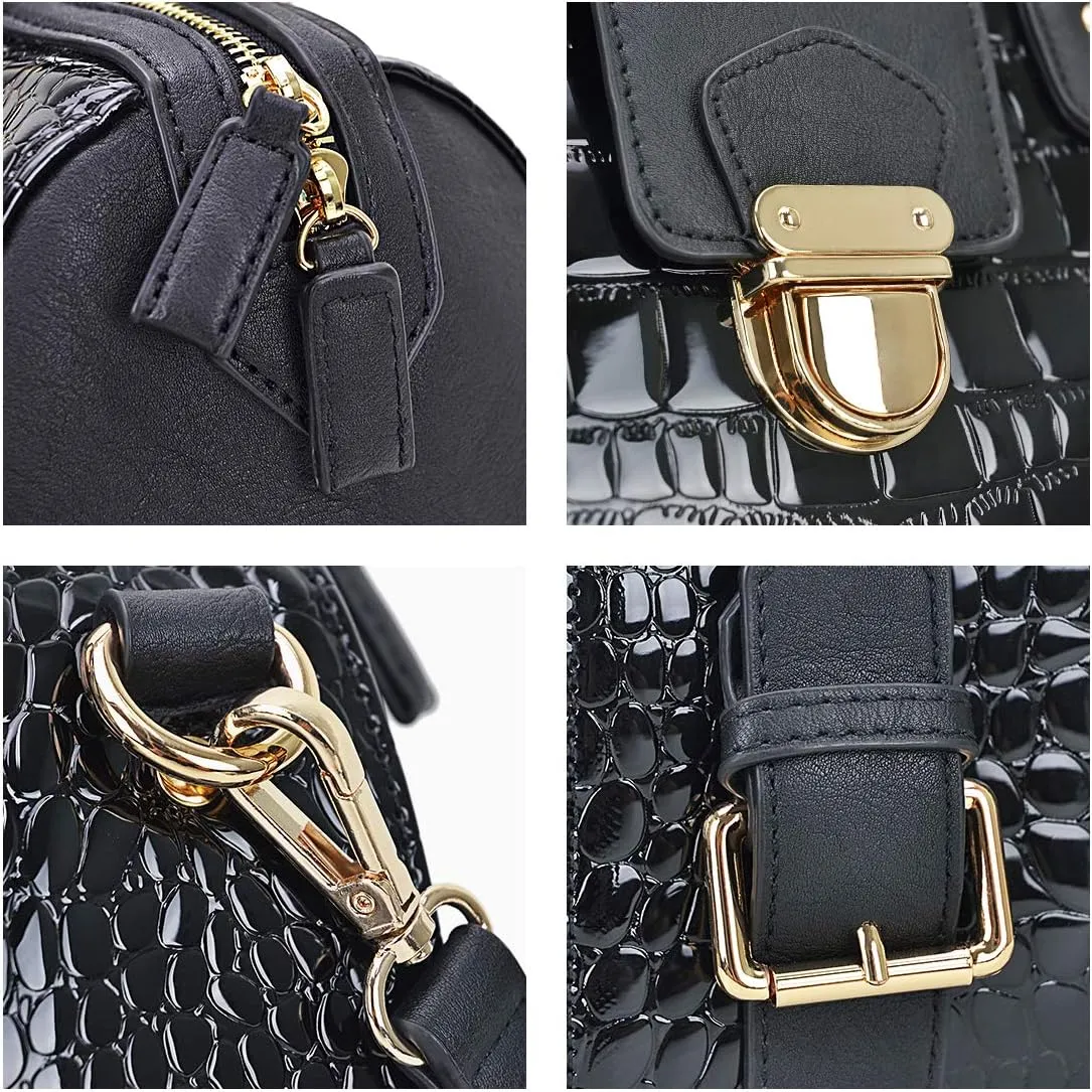 Dasein Women Barrel Handbags Fashion Satchel Bags Top Handle Shoulder Purses Vegan Leather Work Tote