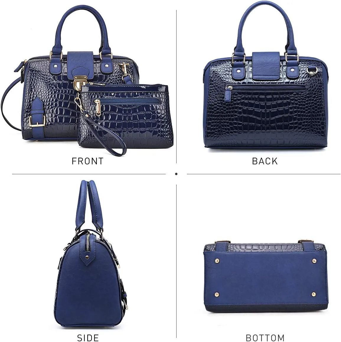 Dasein Women Barrel Handbags Fashion Satchel Bags Top Handle Shoulder Purses Vegan Leather Work Tote