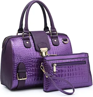 Dasein Women Barrel Handbags Fashion Satchel Bags Top Handle Shoulder Purses Vegan Leather Work Tote