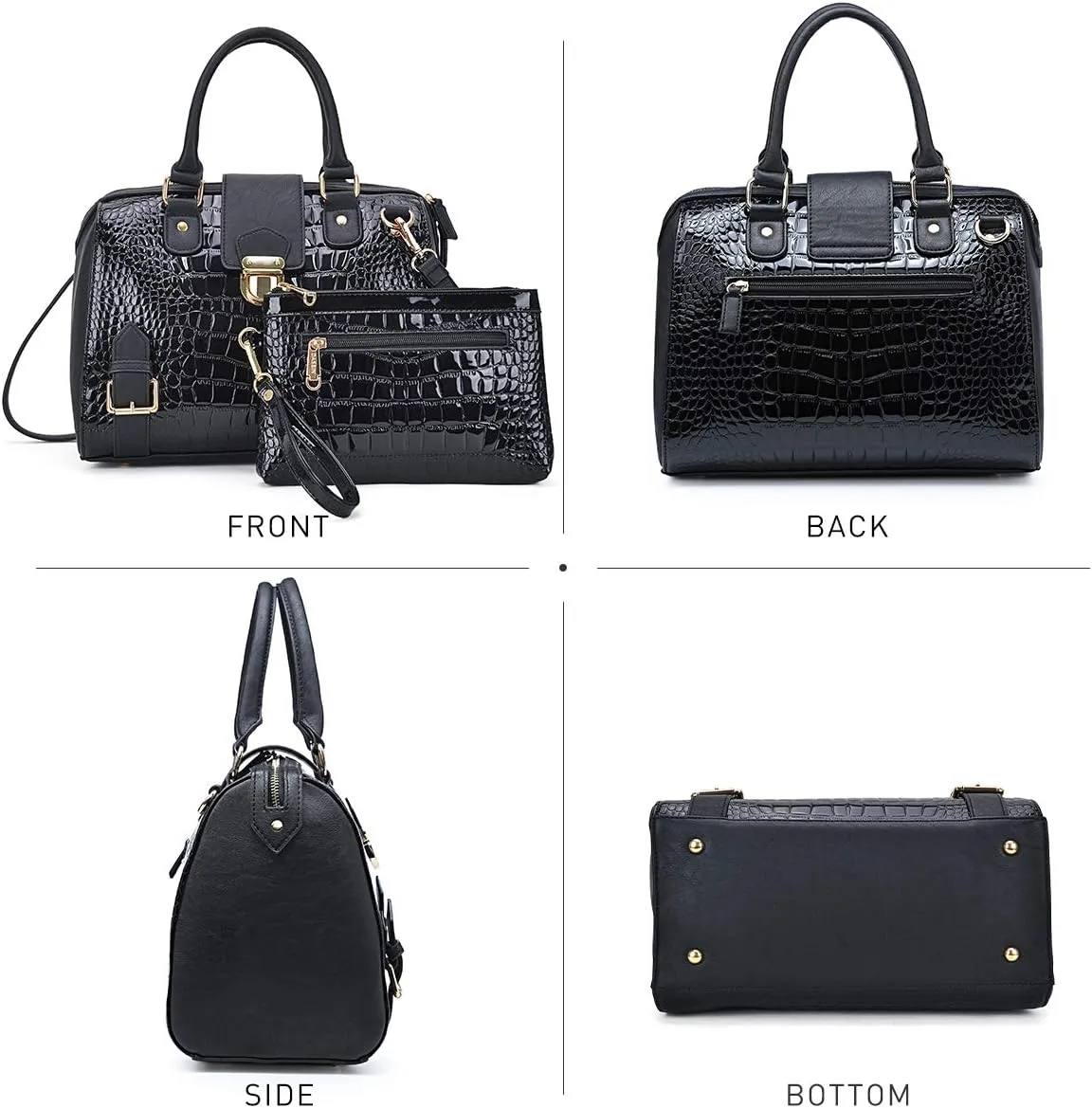 Dasein Women Barrel Handbags Fashion Satchel Bags Top Handle Shoulder Purses Vegan Leather Work Tote