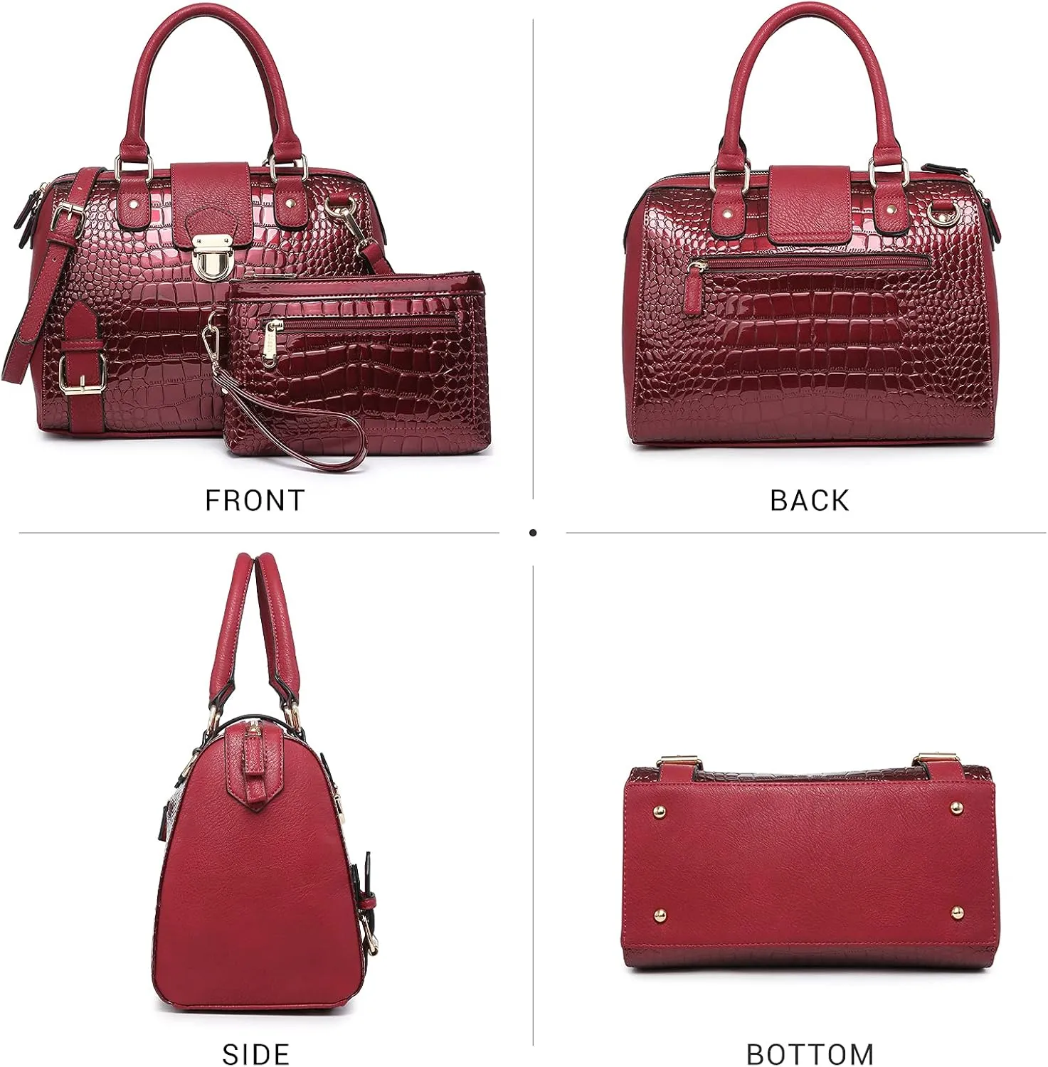 Dasein Women Barrel Handbags Fashion Satchel Bags Top Handle Shoulder Purses Vegan Leather Work Tote