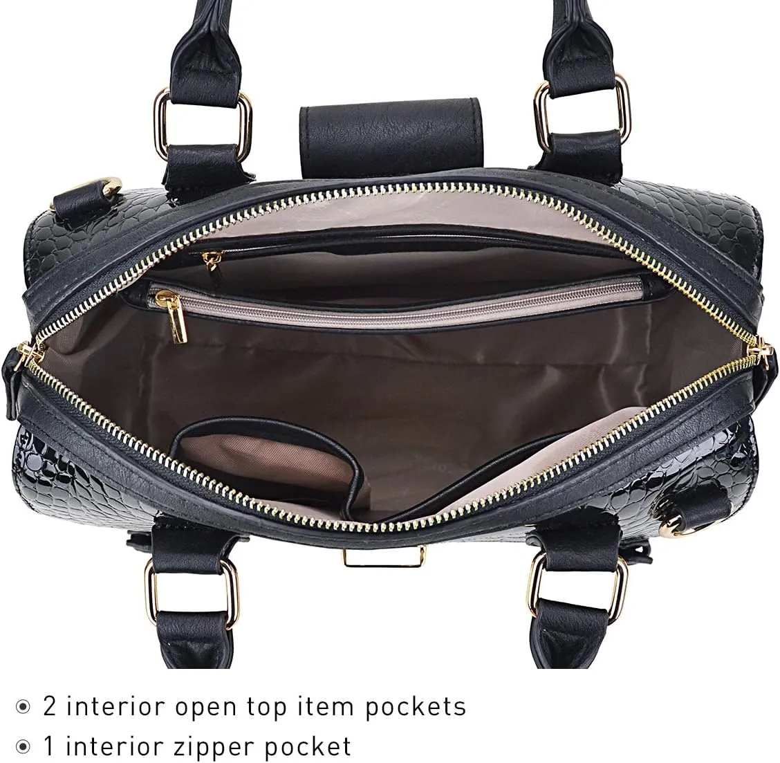 Dasein Women Barrel Handbags Fashion Satchel Bags Top Handle Shoulder Purses Vegan Leather Work Tote
