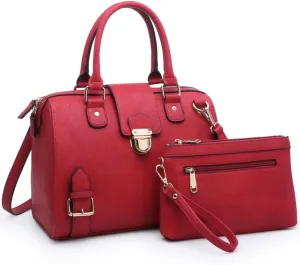 Dasein Women Barrel Handbags Fashion Satchel Bags Top Handle Shoulder Purses Vegan Leather Work Tote
