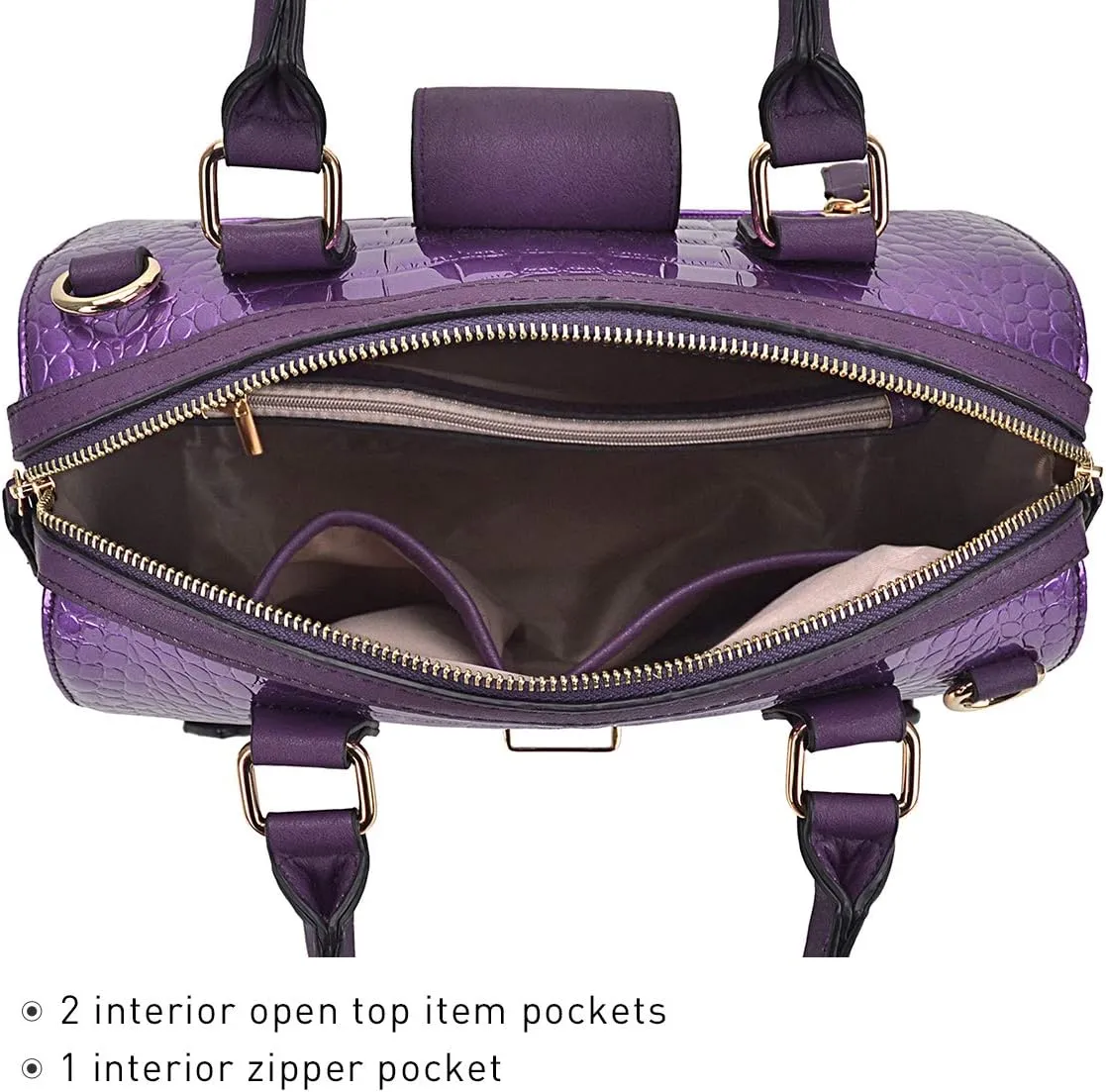 Dasein Women Barrel Handbags Fashion Satchel Bags Top Handle Shoulder Purses Vegan Leather Work Tote