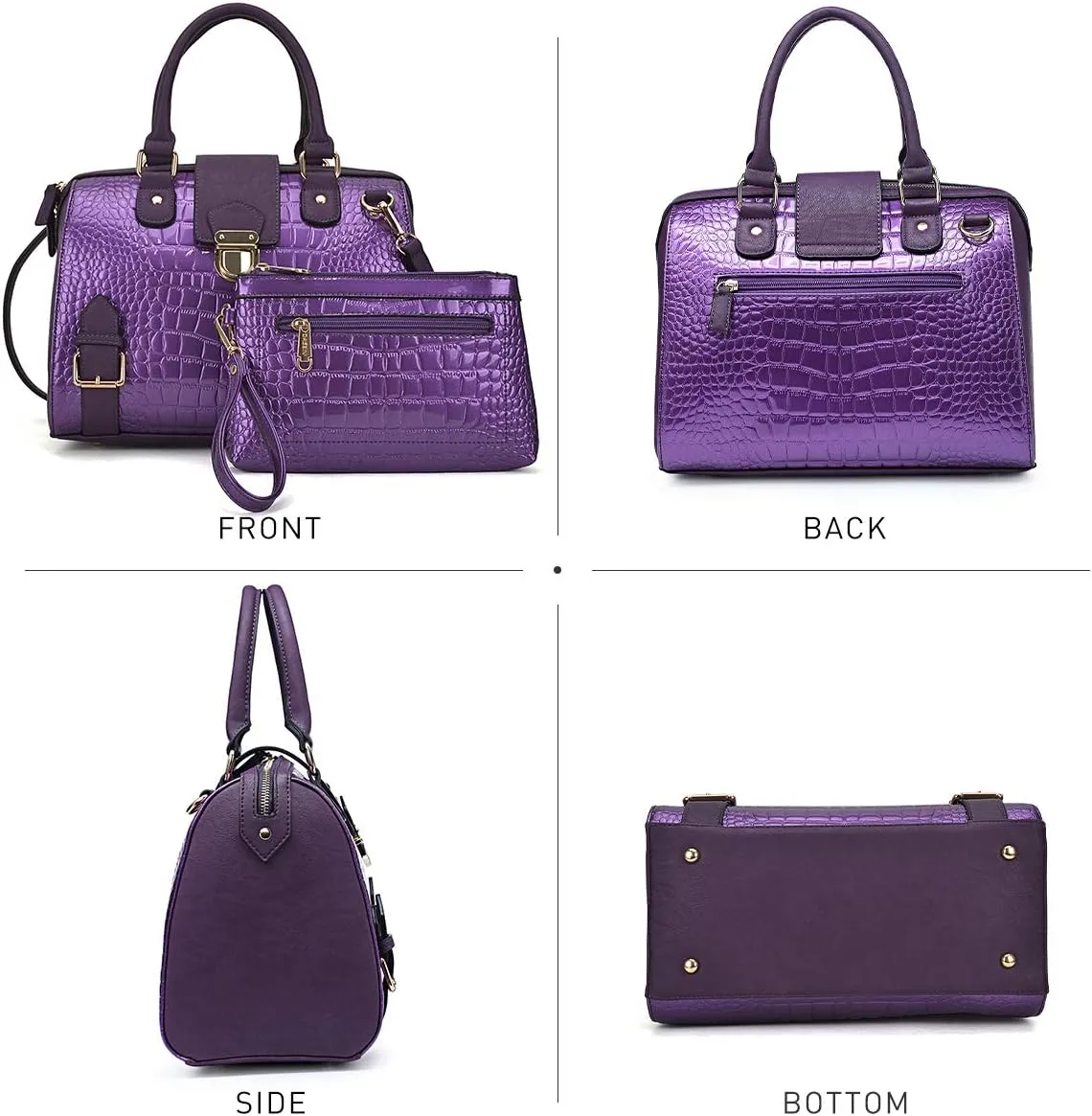 Dasein Women Barrel Handbags Fashion Satchel Bags Top Handle Shoulder Purses Vegan Leather Work Tote