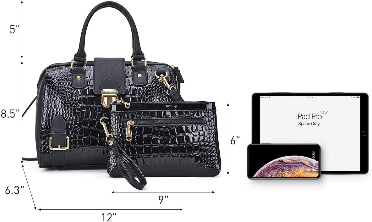 Dasein Women Barrel Handbags Fashion Satchel Bags Top Handle Shoulder Purses Vegan Leather Work Tote