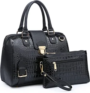 Dasein Women Barrel Handbags Fashion Satchel Bags Top Handle Shoulder Purses Vegan Leather Work Tote