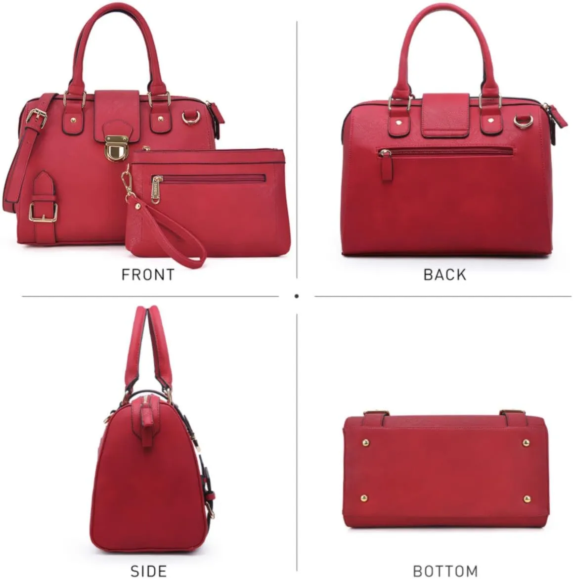 Dasein Women Barrel Handbags Fashion Satchel Bags Top Handle Shoulder Purses Vegan Leather Work Tote