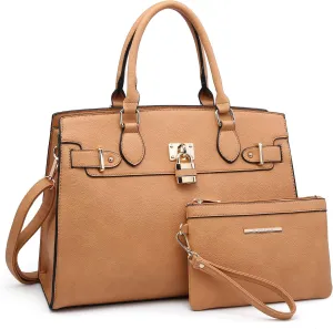 Dasein Women Handbags and Purses Ladies Shoulder Bag Top Handle Satchel Tote Work Bag with Matching Clutch