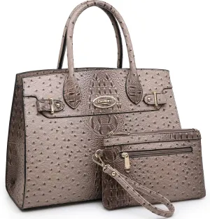 Dasein Women Handbags and Purses Ladies Shoulder Bag Top Handle Satchel Tote Work Bag with Matching Clutch