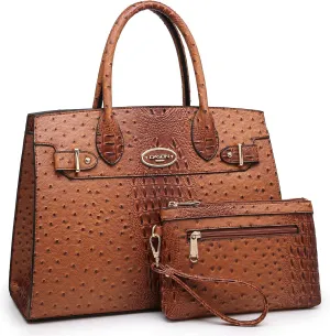 Dasein Women Handbags and Purses Ladies Shoulder Bag Top Handle Satchel Tote Work Bag with Matching Clutch