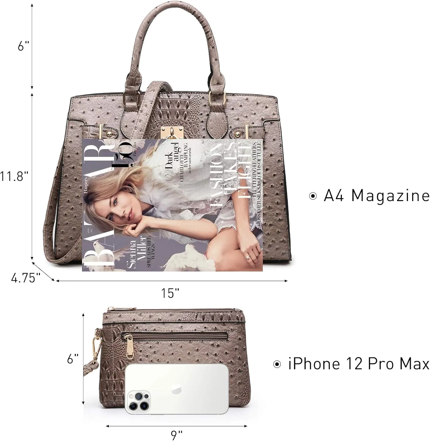 Dasein Women Handbags and Purses Ladies Shoulder Bag Top Handle Satchel Tote Work Bag with Matching Clutch