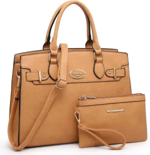 Dasein Women Handbags and Purses Ladies Shoulder Bag Top Handle Satchel Tote Work Bag with Matching Clutch
